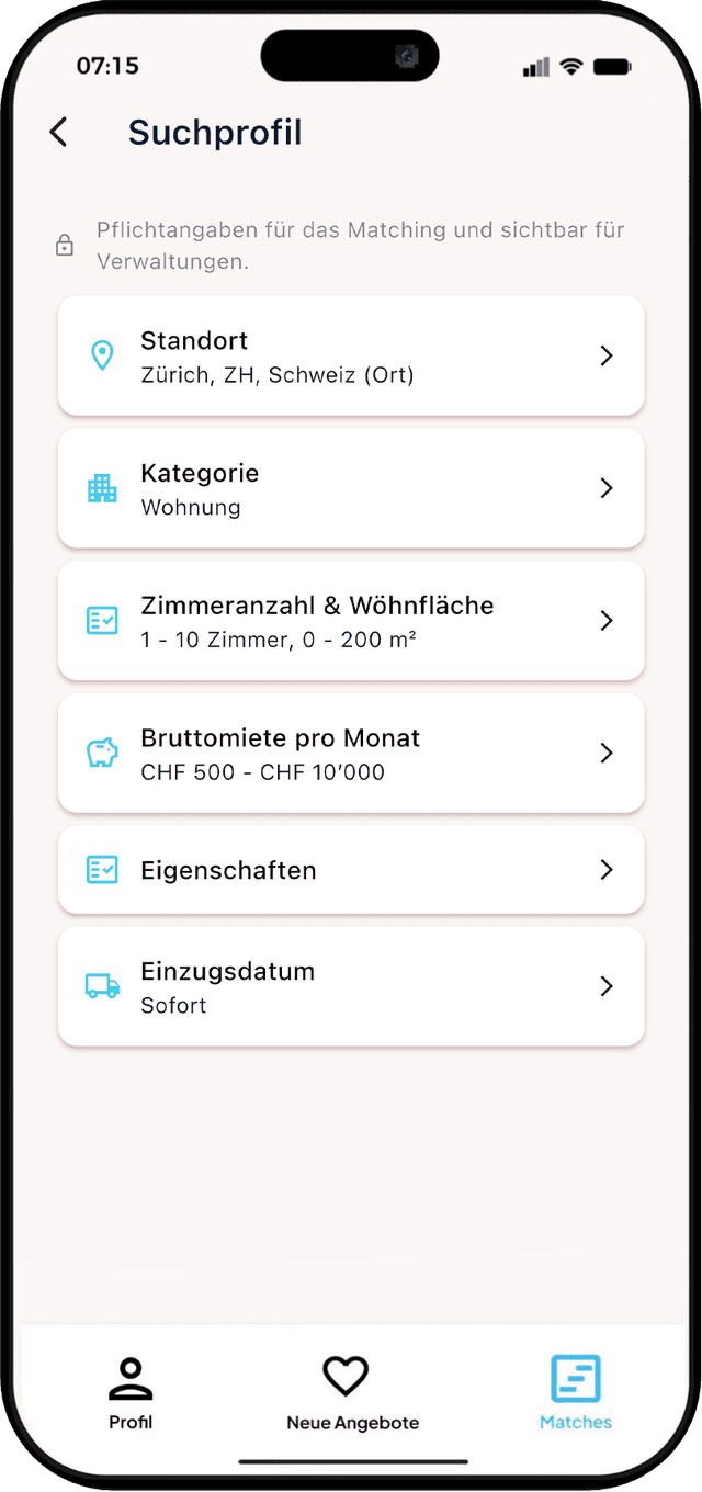 Suchkriterien festlegen